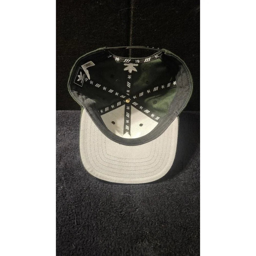 adidas Olive Green White Trefoil Stripes Snap Back Hat